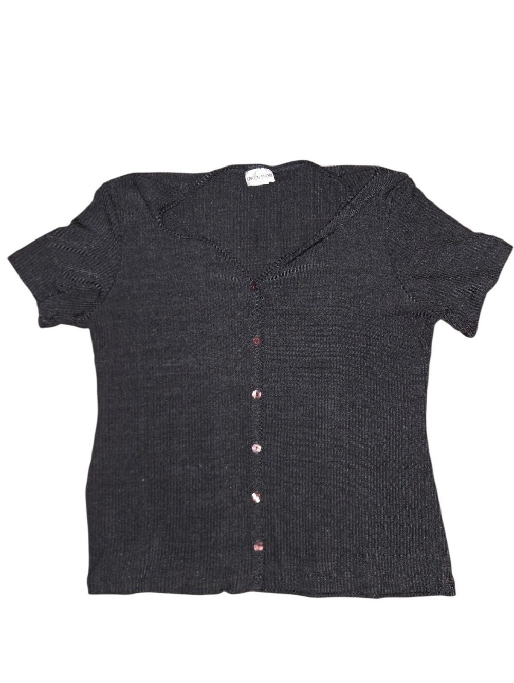 Vintage Caren Sport Black Short Sleeve Cardigan Size 1XL